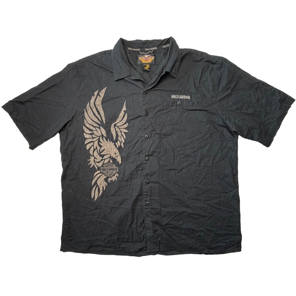 Harley-Davidson Anniversary Eagle Button Up Shirt XXL Black Motorcycle